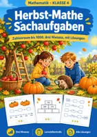 Vorschau - Arbeitsblätter - Herbst Mathe Klasse 4 – Sachaufgaben 1000 - Deckblatt