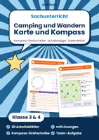Vorschau - Arbeitsblätter - Karte und Kompass Klasse 3 und 4 | Arbeitsblätter Orientierung | mit Lösungen - Deckblatt
