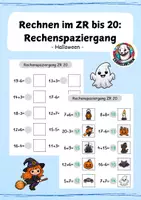 Vorschau - Arbeitsblätter - Rechenspaziergang Halloween - Zahlenraum 20 I Addition & Subtraktion - Deckblatt