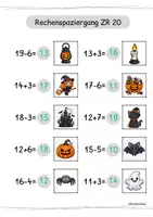 Vorschau - Arbeitsblätter - Rechenspaziergang Halloween - Zahlenraum 20 I Addition & Subtraktion - Seite 3