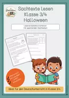 Vorschau - Arbeitsblätter - Sachtexte Halloween Klasse 3/4 – Leseverständnis Grundschule | Arbeitsblätter mit Lösungen - Deckblatt
