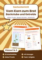 Vorschau - Arbeitsblätter - Vom Korn zum Brot Klasse 2 und 3 | Sachunterricht Forscherheft Getreide | mit Lösungen - Deckblatt