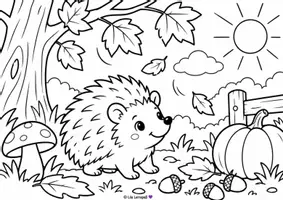 Vorschau - Mal- und Bastelvorlagen - Igel Ausmalbilder (2 Schwierigkeitsstufen) - Seite 1