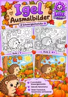 Vorschau - Mal- und Bastelvorlagen - Igel Ausmalbilder (2 Schwierigkeitsstufen) - Deckblatt