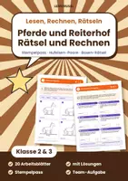 Vorschau - Arbeitsblätter - Pferde Reiterhof Klasse 2 und 3 | Rätselheft Lesen und Rechnen | mit Lösungen - Deckblatt