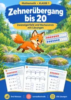 Vorschau - Arbeitsblätter - Zehnerübergang Klasse 1 – Zahlenraum 20 - Deckblatt