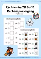 Vorschau - Arbeitsblätter - Rechenspaziergang Halloween - Zahlenraum 10 I Addition & Subtraktion - Deckblatt