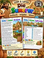 Vorschau - Stundenentwürfe - Die Sumerer – Sachtext, Keilschrift, Alltag & Lernstationen | 3.–5. Klasse + Lösungen - Deckblatt