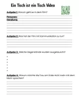 Vorschau - Arbeitsblätter - Ein Tisch ist ein Tisch - ABs zu Text und Kurzfilm - Deckblatt