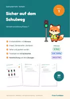 Vorschau - Arbeitsblätter - Verkehrserziehung Klasse 1 – sicher auf dem Schulweg: Ampel, Zebrastreifen, Sichtbarkeit, mit Lösungen - Deckblatt