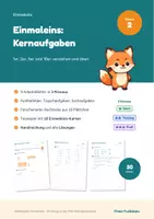 Vorschau - Arbeitsblätter - Einmaleins Kernaufgaben Klasse 2 – 1er, 2er, 5er, 10er: differenziert in 3 Niveaus mit Lösungen - Deckblatt