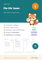 Vorschau - Arbeitsblätter - Uhrzeit Klasse 2 – volle, halbe und Viertelstunden lesen und stellen: differenziert mit Lösungen - Deckblatt