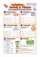 Vorschau - Arbeitsblätter - Spickzettel Mathematik Umfang und Flächen - Sek I Klasse 5-7 - Seite 1