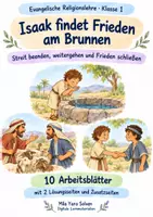 Vorschau - Arbeitsblätter - Isaak findet Frieden am Brunnen | Religion Klasse 1 Arbeitsblätter | Evangelische Religionslehre | 10 Arbeitsblätter als PDF - Deckblatt