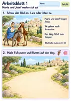 Vorschau - Arbeitsblätter - Simeon und Hanna freuen sich über Jesus | Religion Klasse 1 Arbeitsblätter | Evangelische Religionslehre | 10 Arbeitsblätter als PDF - Seite 1