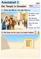 Vorschau - Arbeitsblätter - Simeon und Hanna freuen sich über Jesus | Religion Klasse 1 Arbeitsblätter | Evangelische Religionslehre | 10 Arbeitsblätter als PDF - Seite 2