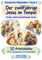 Vorschau - Arbeitsblätter - Der zwölfjährige Jesus im Tempel | Religion Klasse 1 Arbeitsblätter | Evangelische Religionslehre | 10 Arbeitsblätter als PDF - Deckblatt
