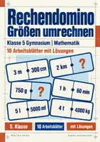 Vorschau - Arbeitsblätter - Rechendomino Größen umrechnen Klasse 5 Gymnasium | Mathematik Sekundarstufe I | 10 Arbeitsblätter mit Lösungen als PDF - Deckblatt