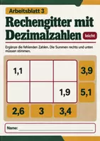 Vorschau - Arbeitsblätter - Rechengitter mit Dezimalzahlen Klasse 5 Gymnasium | Mathematik Sekundarstufe I | 10 Arbeitsblätter mit Lösungen als PDF - Seite 3