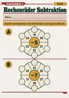 Vorschau - Arbeitsblätter - Rechenräder Subtraktion Klasse 5 Gymnasium | Mathematik Sekundarstufe I | 10 Arbeitsblätter mit Lösungen als PDF - Seite 1