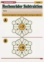 Vorschau - Arbeitsblätter - Rechenräder Subtraktion Klasse 5 Gymnasium | Mathematik Sekundarstufe I | 10 Arbeitsblätter mit Lösungen als PDF - Seite 3