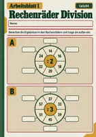 Vorschau - Arbeitsblätter - Rechenräder Division Klasse 5 Gymnasium | Mathematik Sekundarstufe I | 10 Arbeitsblätter mit Lösungen als PDF - Seite 1