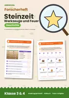 Vorschau - Arbeitsblätter - Steinzeit Forscherheft Klasse 3 und 4 | Leben Feuer & Höhlenmalerei | mit Lösungen - Deckblatt