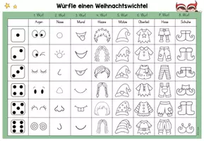 Vorschau - Mal- und Bastelvorlagen - Würfle einen Weihnachtswichtel - Seite 3