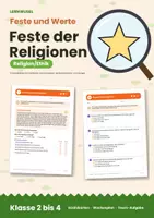 Vorschau - Arbeitsblätter - Feste der Religionen Klasse 3 und 4 | Ethik Arbeitsblätter Toleranz | mit Lösungen - Deckblatt