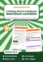 Vorschau - Arbeitsblätter - Frühling Sachunterricht Klasse 2 und 3 | Bohnenpflanze Versuche | Arbeitsblätter - Deckblatt
