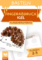 Vorschau - Mal- und Bastelvorlagen - Fingerabdruck-Igel im Herbstlaub – Klasse 2 bis 5 - Deckblatt