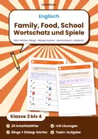 Vorschau - Arbeitsblätter - Englisch Family Klasse 3 und 4 | Wortschatz Arbeitsblätter Food & School | mit Lösungen - Deckblatt