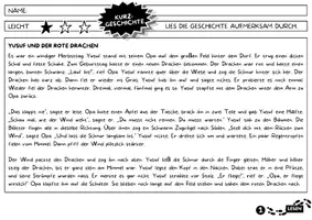 Vorschau - Arbeitsblätter - Herbst Lesetext mit Fragen Klasse 3 4 5 | 6 Kurzgeschichten zu Drachen, Laub & Herbstwetter | Leseverständnis Deutsch - Seite 1