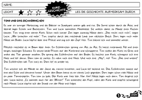 Vorschau - Arbeitsblätter - Tiere im Herbst Lesetext mit Fragen Klasse 3 4 5 | 6 Kurzgeschichten über Igel, Eichhörnchen & Co. | Deutsch & Sachunterricht - Seite 1