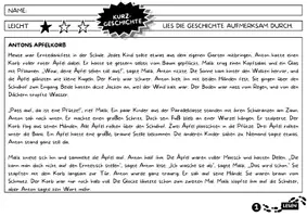 Vorschau - Arbeitsblätter - Erntedank Lesetext Grundschule Klasse 3 4 5 | 6 Kurzgeschichten zu Ernte, Bauernhof & Teilen | Leseverständnis mit Fragen - Seite 1