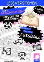 Vorschau - Arbeitsblätter - Fußball Lesetext Grundschule Klasse 3 4 5 | 6 Kurzgeschichten über Teamgeist & Fairness | Lesetraining mit Fragen - Deckblatt