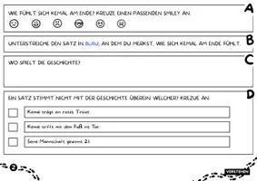 Vorschau - Arbeitsblätter - Fußball Lesetext Grundschule Klasse 3 4 5 | 6 Kurzgeschichten über Teamgeist & Fairness | Lesetraining mit Fragen - Seite 2