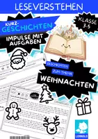 Vorschau - Arbeitsblätter - Weihnachten Lesetext mit Fragen Klasse 3 4 5 | 6 Weihnachtsgeschichten über Wünsche & Weihnachtsmarkt | Leseverständnis Grundschule - Deckblatt
