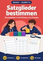Vorschau - Arbeitsblätter - Satzglieder bestimmen Klasse 5 – 3 Niveaus - Deckblatt