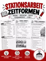 Vorschau - Arbeitsblätter - Stationsarbeit Zeitformen - 10 Stationen zu den Zeitformen - Deckblatt
