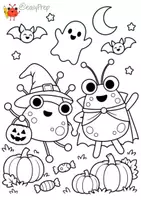 Vorschau - Arbeitsblätter - Halloween-Ausmalbild mit Monstern | Freebie für Kindergarten & 1. Klasse - Deckblatt