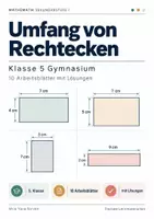 Vorschau - Arbeitsblätter - Umfang von Rechtecken Klasse 5 Gymnasium | Mathematik Sekundarstufe I | 10 Arbeitsblätter mit Lösungen als PDF - Deckblatt