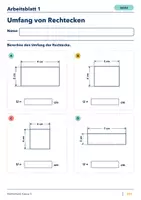 Vorschau - Arbeitsblätter - Umfang von Rechtecken Klasse 5 Gymnasium | Mathematik Sekundarstufe I | 10 Arbeitsblätter mit Lösungen als PDF - Seite 1