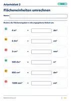 Vorschau - Arbeitsblätter - Flächeneinheiten umrechnen Klasse 5 Gymnasium | Mathematik Sekundarstufe I | 10 Arbeitsblätter mit Lösungen als PDF - Seite 2