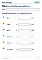 Vorschau - Arbeitsblätter - Flächeneinheiten umrechnen Klasse 5 Gymnasium | Mathematik Sekundarstufe I | 10 Arbeitsblätter mit Lösungen als PDF - Seite 3