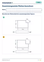 Vorschau - Arbeitsblätter - Zusammengesetzte Flächen berechnen Klasse 5 Gymnasium | Mathematik Sekundarstufe I | 10 Arbeitsblätter mit Lösungen als PDF - Seite 1