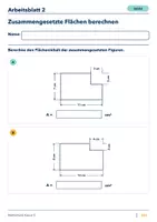 Vorschau - Arbeitsblätter - Zusammengesetzte Flächen berechnen Klasse 5 Gymnasium | Mathematik Sekundarstufe I | 10 Arbeitsblätter mit Lösungen als PDF - Seite 2