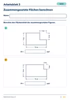 Vorschau - Arbeitsblätter - Zusammengesetzte Flächen berechnen Klasse 5 Gymnasium | Mathematik Sekundarstufe I | 10 Arbeitsblätter mit Lösungen als PDF - Seite 3