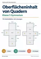 Vorschau - Arbeitsblätter - Oberflächeninhalt von Quadern Klasse 5 Gymnasium | Mathematik Sekundarstufe I | 10 Arbeitsblätter mit Lösungen als PDF - Deckblatt