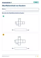 Vorschau - Arbeitsblätter - Oberflächeninhalt von Quadern Klasse 5 Gymnasium | Mathematik Sekundarstufe I | 10 Arbeitsblätter mit Lösungen als PDF - Seite 1